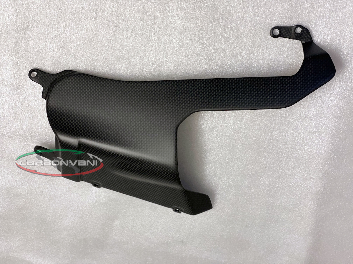 Carbonvani - Ducati Panigale V4 / S / R Carbon Fiber Left Side Insert for OE Belly pan for Akrapovic Exhaust (2022+) Carbonvani - Ducati Panigale V4 / S / R Carbon Fiber Left Side Insert for OE Belly pan for Akrapovic Exhaust (2022+)